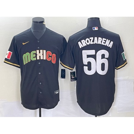 Men's Mexico Baseball #56 Randy Arozarena 2023 Black World Baseball Classic Stitched Jersey