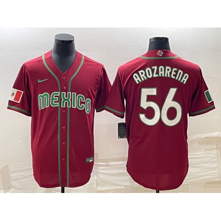 Men's Mexico Baseball #56 Randy Arozarena 2023 Red World Baseball Classic Stitched Jersey