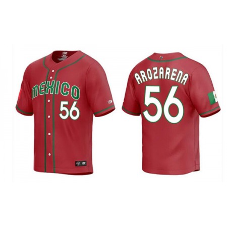 Men's Mexico Baseball #56 Randy Arozarena 2023 Red World Baseball Classic Stitched Jersey