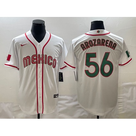 Men's Mexico Baseball #56 Randy Arozarena 2023 White World Baseball Classic Stitched Jersey