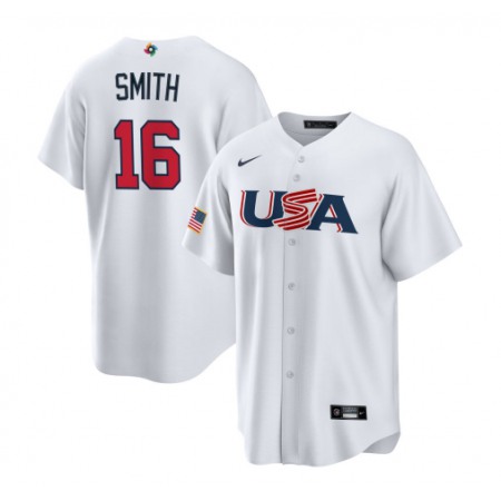 Men's USA Baseball #16 Will Smith 2023 White World Baseball Classic Stitched Jersey