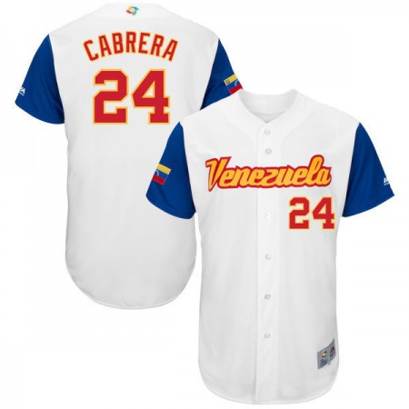 Men's Venezuela Baseball #24 Miguel Cabrera White 2017 World Baseball Classic Stitched WBC Jersey