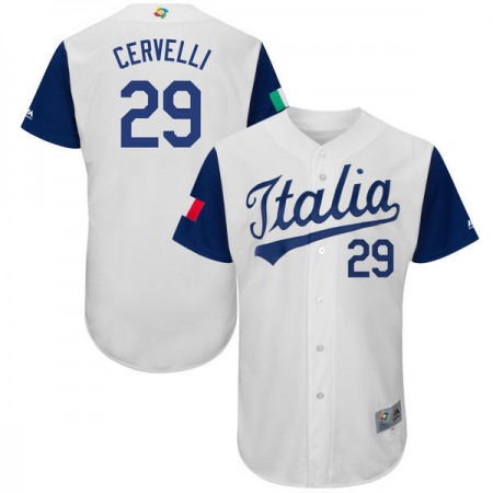 Men's italy Baseball #29 Francisco Cervelli White 2017 World Baseball Classic Stitched WBC Jersey