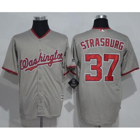 Nationals #37 Stephen Strasburg Grey New Cool Base Stitched MLB Jersey