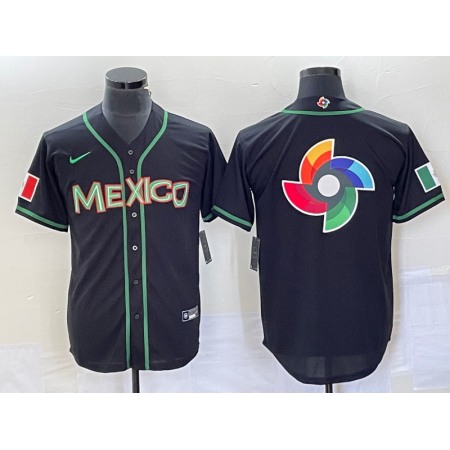 Men's Mexico Baseball 2023 Black World Baseball Classic Team Big Logo Stitched Jersey