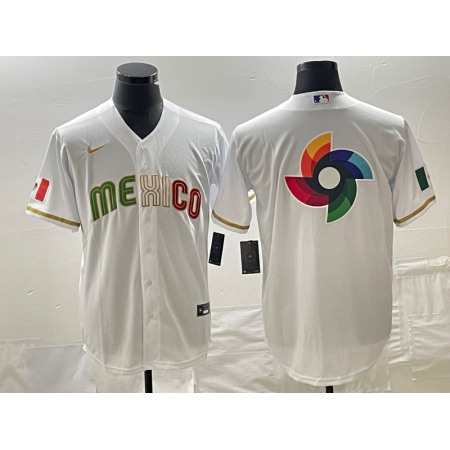 Men's Mexico Baseball 2023 White Team Big Logo World Baseball Classic Stitched Jersey