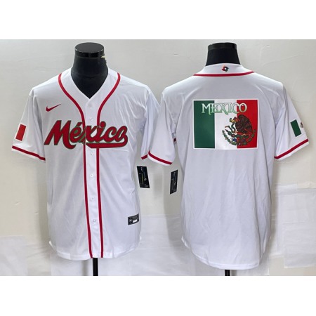 Men's Mexico Baseball 2023 White World Baseball Classic Team Big Logo Stitched Jersey