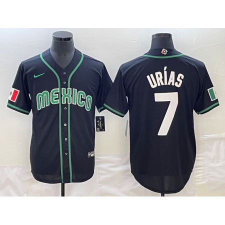 Men's Mexico Baseball #7 Julio Urias 2023 Black World Baseball Classic Stitched Jersey