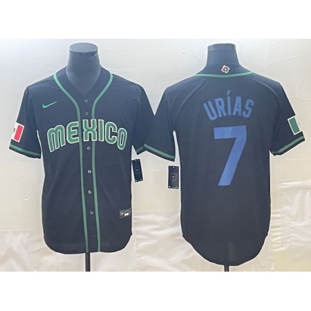 Men's Mexico Baseball #7 Julio Urias 2023 Black World Baseball Classic Stitched Jersey