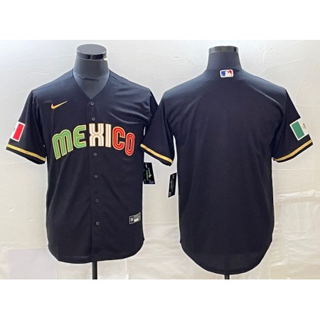 Men's Mexico Baseball Blank 2023 Black World Baseball Classic Stitched Jersey