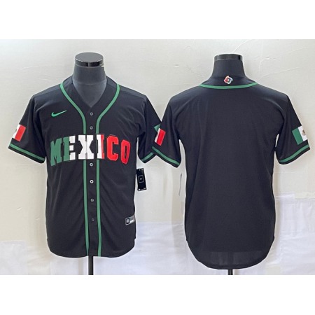 Men's Mexico Baseball Blank 2023 Black World Baseball With Patch Classic Stitched Jersey