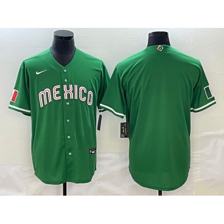 Men's Mexico Baseball Blank 2023 Green World Baseball Classic Stitched Jersey