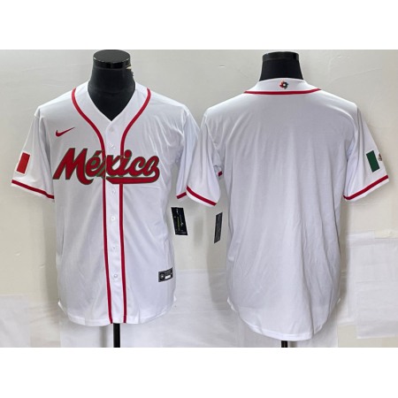 Men's Mexico Baseball Blank 2023 White World Baseball Classic Stitched Jersey