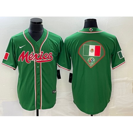 Men's Mexico Baseball Green 2023 World Baseball Classic Team Big Logo Stitched Jersey