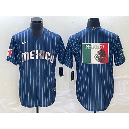 Men's Mexico Baseball Navy Team Big Logo World Baseball Classic Stitched Jersey 002