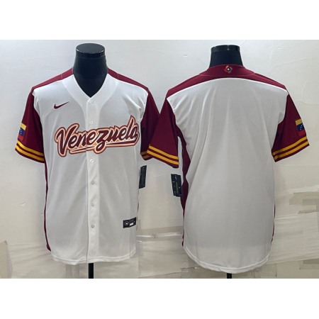 Men's Venezuela Baseball Blank 2023 White World Baseball Classic Stitched Jersey