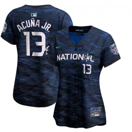 Women's Atlanta Braves #13 Ronald Acuna Jr. Royal 2023 All-star Stitched Baseball Jersey(Run Small)