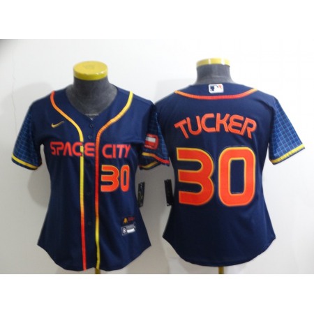 Women's Houston Astros #30 Kyle Tucker 2022 Navy City Connect Stitched Jersey(Run Small)