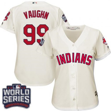 indians #99 Ricky Vaughn Cream 2016 World Series Bound Women's Alternate Stitched MLB Jersey