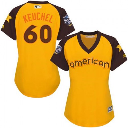 Astros #60 Dallas Keuchel Gold 2016 All-Star American League Women's Stitched MLB Jersey