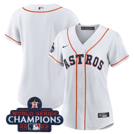 Women's Houston Astros Blank White 2022 World Series Champions Cool Base Stitched Baseball Jersey(Run Small)