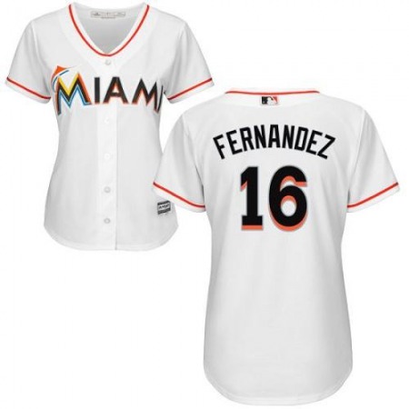 Marlins #16 Jose Fernandez White Women's Home Stitched MLB Jersey