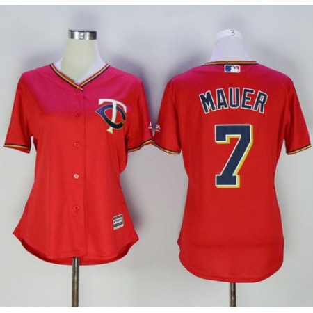 Twins #7 Joe Mauer Red Women's Alternate Stitched MLB Jersey