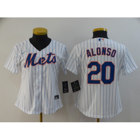 Women's New York Mets #20 Pete Alonso White Cool Base Stitched MLB Jersey(Run Small)