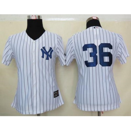 Yankees #36 Carlos Beltran White Strip Home Women's Stitched MLB Jersey