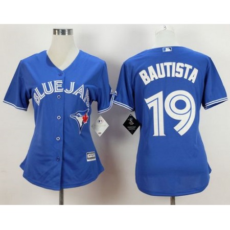 Blue Jays #19 Jose Bautista Blue Women's Fashion Stitched MLB Jersey