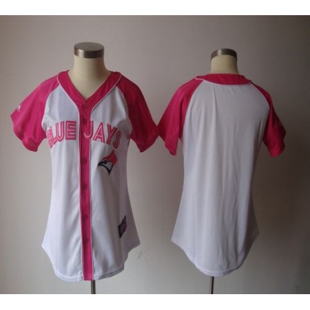 Blue Jays Blank White/Pink Women's Splash Fashion Stitched MLB Jersey