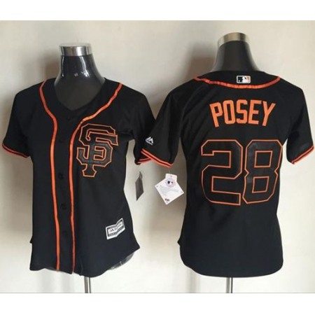 Giants #28 Buster Posey Black Women's Alternate Stitched MLB Jersey