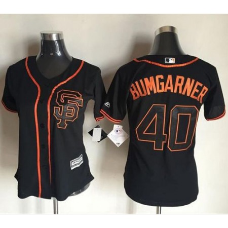 Giants #40 Madison Bumgarner Black Women's Alternate Stitched MLB Jersey