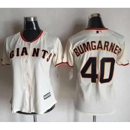 Giants #40 Madison Bumgarner Cream Women's Home Stitched MLB Jersey