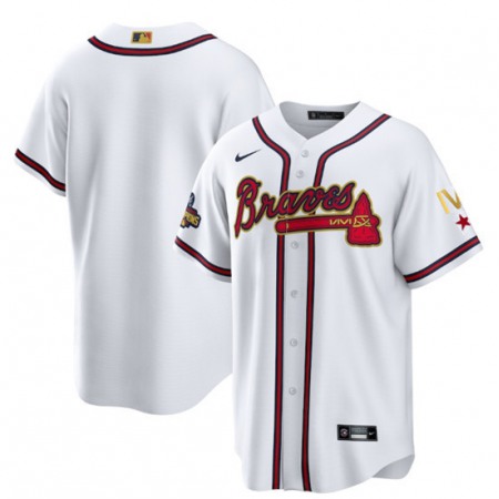 Youth Atlanta Braves Blank 2022 White/Gold World Series Champions Program Cool Base Stitched Jersey