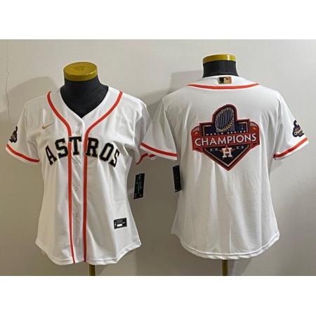 Youth Houston Astros White 2023 Gold Collection With World Serise Champions Patch Team Big Logo Stitched Baseball Jersey