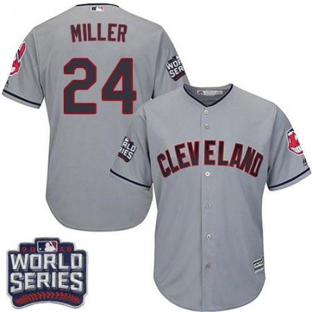 indians #24 Andrew Miller Grey Road 2016 World Series Bound Stitched Youth MLB Jersey