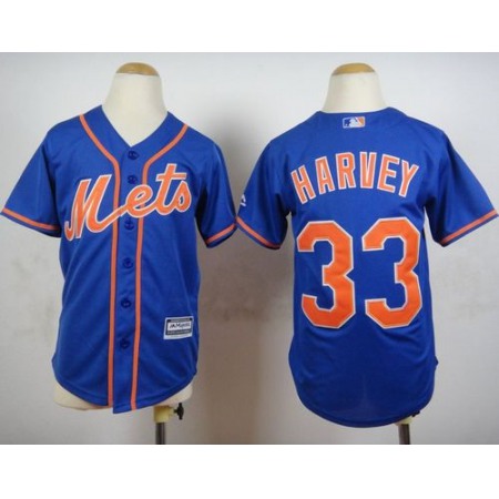 Mets #33 Matt Harvey Blue Alternate Home Cool Stitched Youth MLB Jersey