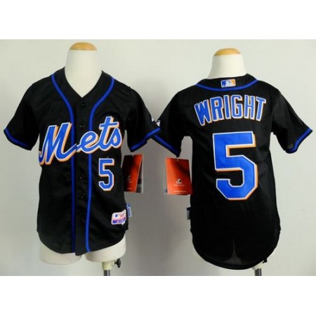 Mets #5 David Wright Black Cool Base Stitched Youth MLB Jersey