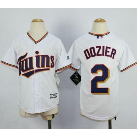 Twins #2 Brian Dozier White Cool Base Stitched Youth MLB Jersey