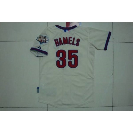 Phillies #35 Cole Hamels Stitched Cream Youth MLB Jersey