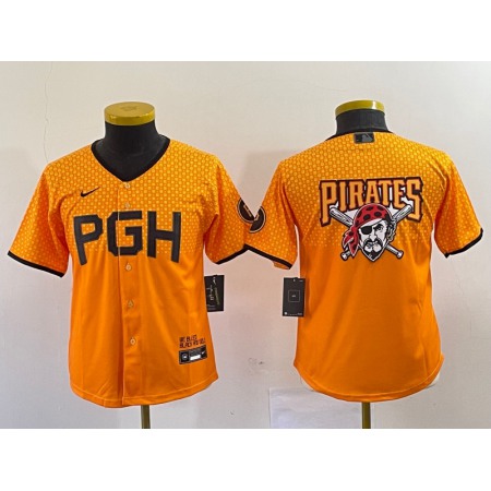 Youth Pittsburgh Pirates Gold 2023 City Connect Team Big Logo Stitched Jersey