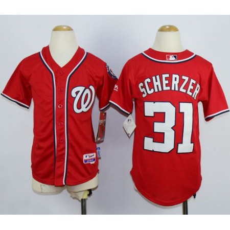 Nationals #31 Max Scherzer Red Cool Base Stitched Youth MLB Jersey