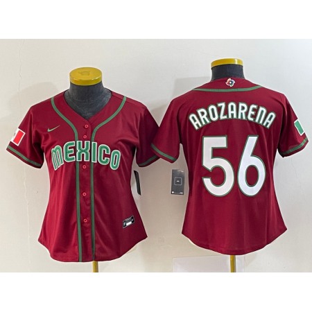 Youth Mexico Baseball #56 Randy Arozarena 2023 Red World Baseball Classic With Patch Stitched Jersey