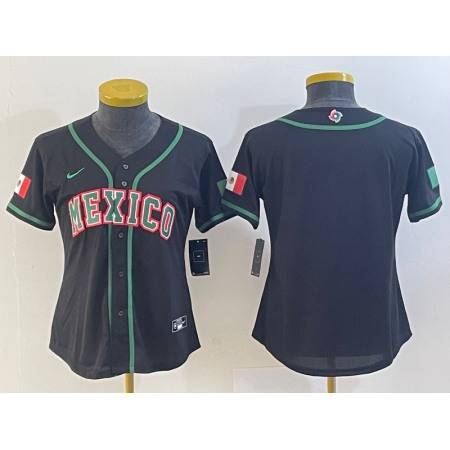 Youth Mexico Baseball Blank 2023 Black World Baseball Classic Stitched Jersey