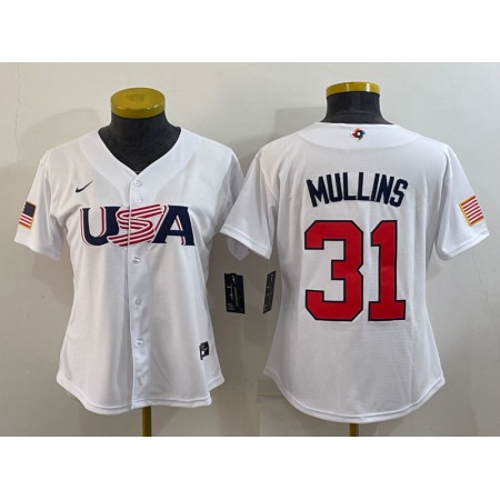 Youth USA Baseball #31 Cedric Mullins 2023 White World Baseball Classic Stitched Jersey