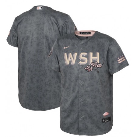 Youth Washington Nationals Blank 2022 Grey City Connect Cherry Blossom Stitched Baseball Jersey