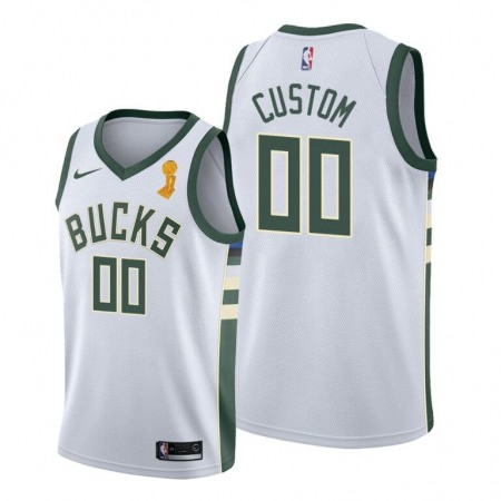 Men's Milwaukee Bucks Customized 2021 White Finals Champions Stitched Jersey