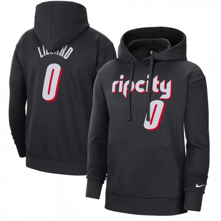 Men's Portland Trail Blazers #0 Damian Lillard Black 2021/22 City Edition Name & Number Essential Pullover Hoodie