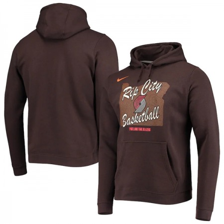 Men's Portland Trail Blazers 2021 Brown City Edition Story Club Logo Pullover Hoodie